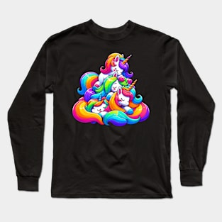 Unicorn Pile LGBTQ+ Lesbian Gay Bisexual Queer Transgender Long Sleeve T-Shirt